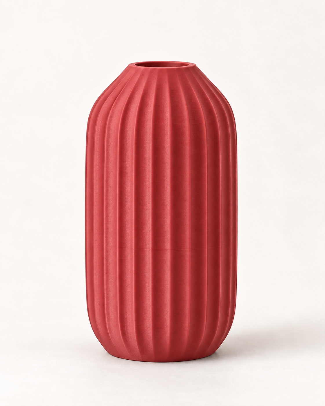 Marama tall pleated vase in Dark Red, studio shot, LAYR, made in New Zealand