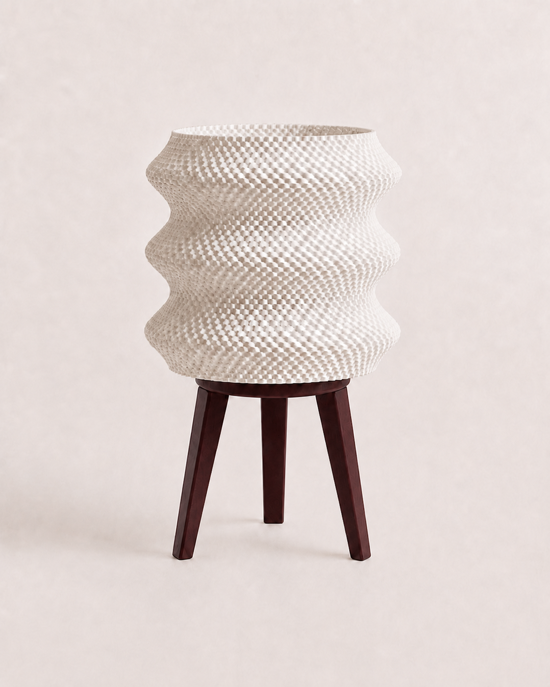 Ngaru table lamp with Rosewood tripod, matte white shade, LAYR, made in New Zealand