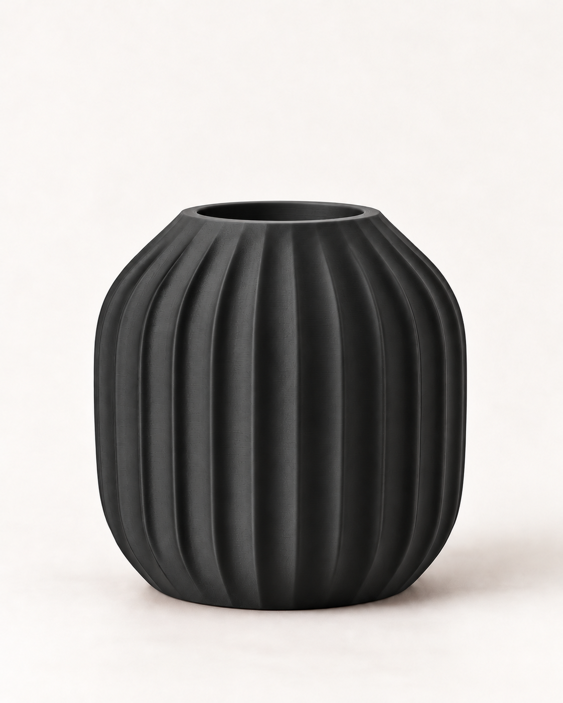 Marama round pleated vase in Charcoal, studio shot, LAYR, made in New Zealand