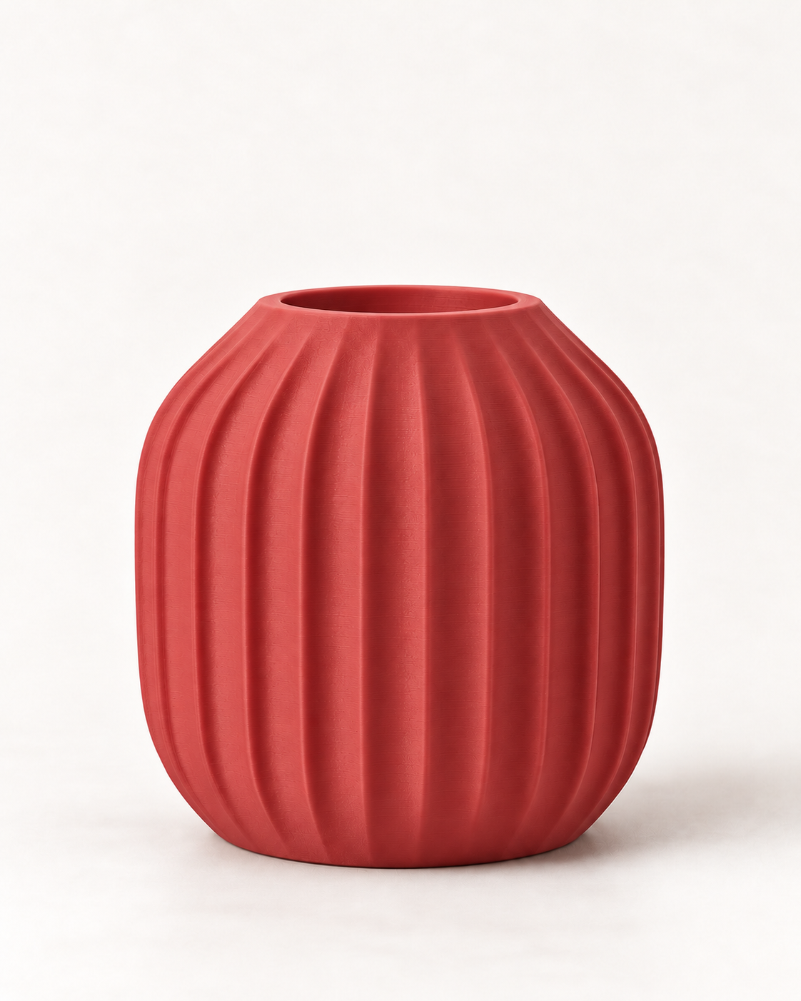 Marama round pleated vase in Dark Red, studio shot, LAYR, made in New Zealand