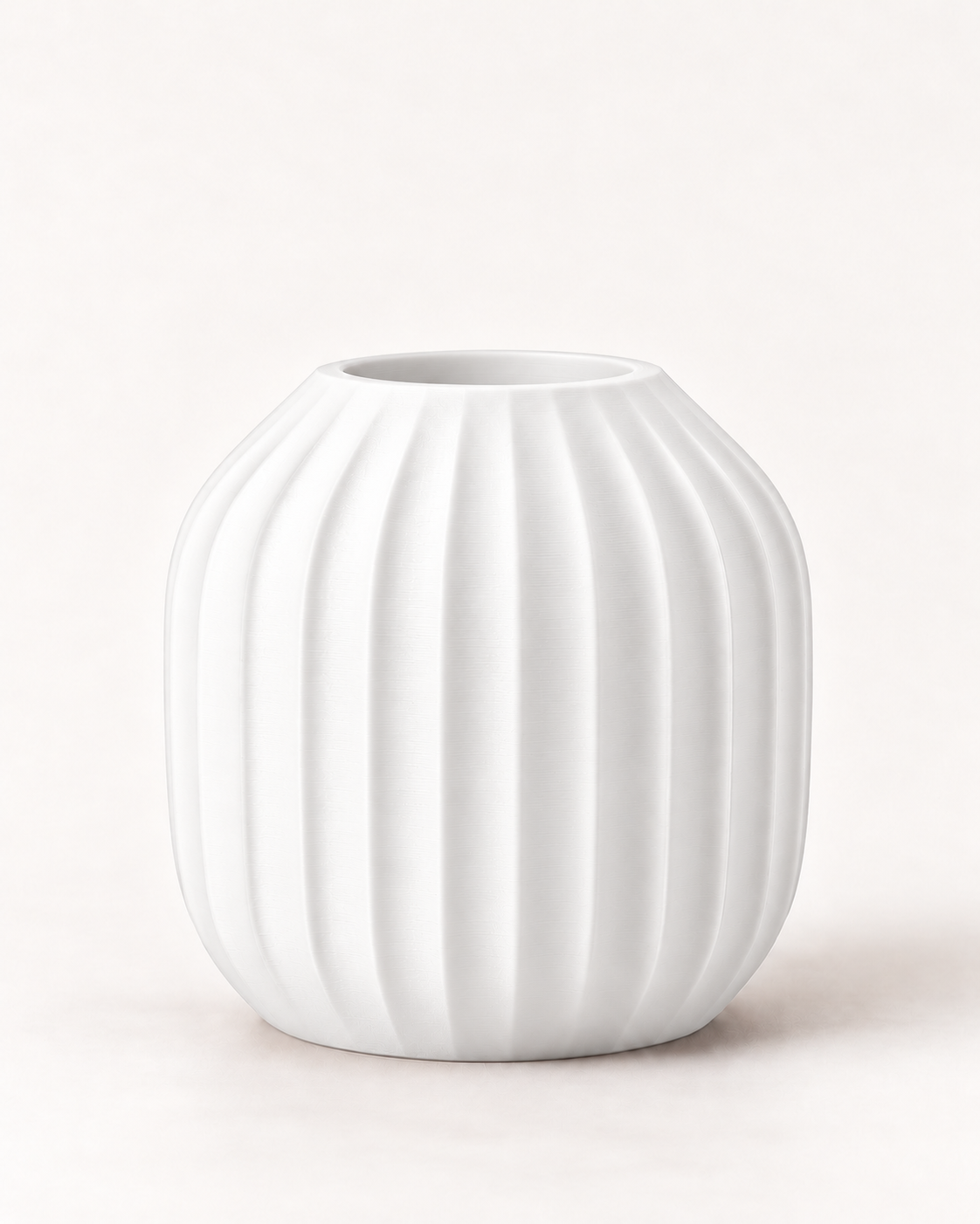 Marama round pleated vase in Ivory White, studio shot, LAYR, made in New Zealand