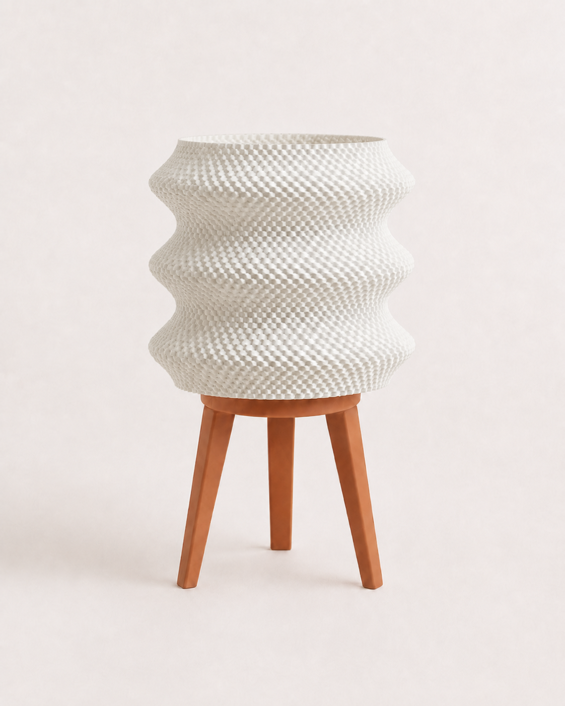 Ngaru table lamp with Clay Brown tripod, matte white shade, LAYR, made in New Zealand