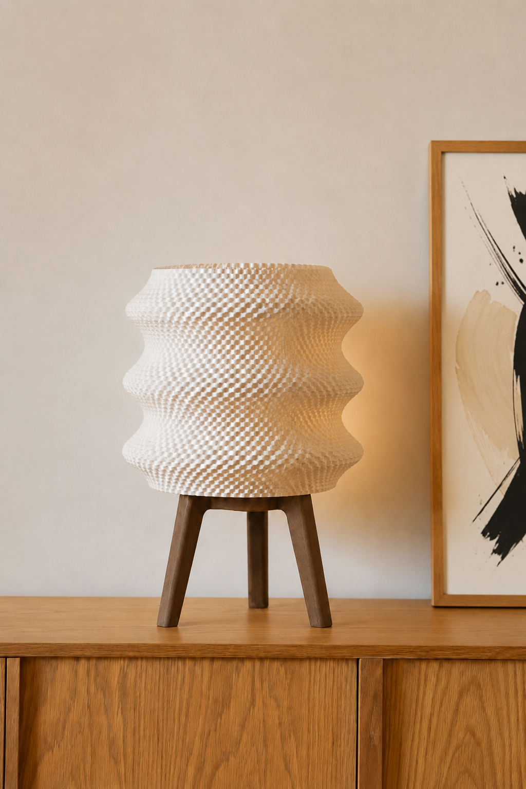 Ngaru table lamp, sideboard abstract art print, LAYR, made in New Zealand