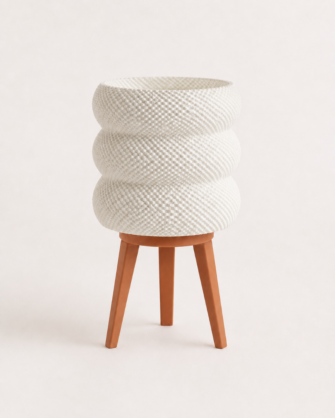 Tai table lamp with Clay Brown tripod, matte white shade, LAYR, made in New Zealand