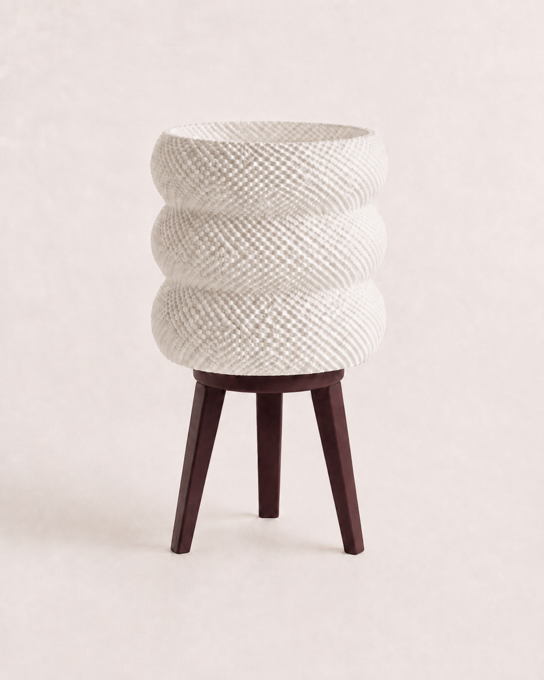 Tai table lamp with Rosewood tripod, matte white shade, LAYR, made in New Zealand